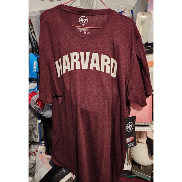 New '47 BRAND Harvard University Burgandy T-SHIRT Size Large 100% Cotton - Picture 2 of 5